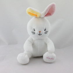 Doudou lapin blanc jaune rose DODIE