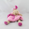 Doudou et compagnie plat lapin rose marron avec ours