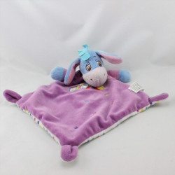 Doudou plat bourriquet violet bleu blanc étoiles cubes DISNEY NICOTOY