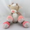 Doudou musical girafe vache beige taches orange rose NATTOU