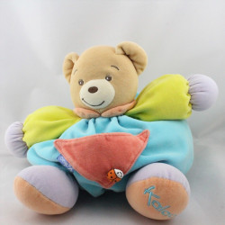 Doudou ours patapouf bleu vert mauve orange coccinelle KALOO