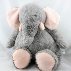 Grand Doudou Peluche éléphant gris rose AJENA