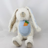 Doudou lapin blanc bleu carotte NATURE ET DECOUVERTES