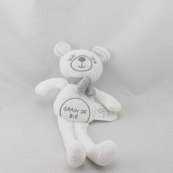 Doudou ours blanc gris GRAIN DE BLE