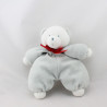 Doudou ours blanc gris rouge ETAM