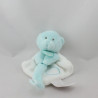 Doudou et compagnie plat ours bleu blanc attache tétine