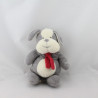 Doudou chien gris blanc rouge BABY CLUB