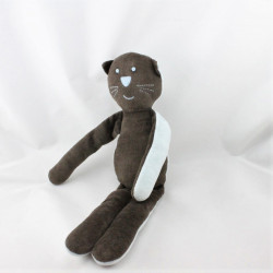 Doudou chat marron bleu BOUT'CHOU BOUTCHOU