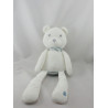 Doudou ours blanc bleu gris rayé OBAIBI