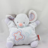 Doudou semi plat souris blanche grise mauve foulard NATTOU 