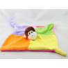 Doudou plat singe vert mauve orange jaune rose ZEEMANN