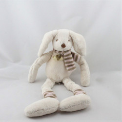 Doudou lapin écru beige rose rayé HISTOIRE D'OURS