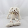 Doudou lapin écru beige rose rayé HISTOIRE D'OURS