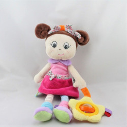 Doudou et compagnie eveil poupée rose mauve bleu hochet