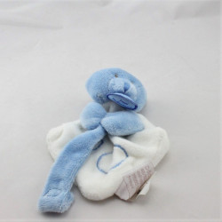 Doudou et compagnie plat ours bleu blanc attache tétine