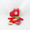 Doudou plat Chien rouge vert jaune bleu pois Nicotoy 