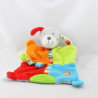 Doudou plat chien gris vert bleu rouge orange dentition BABYSUN