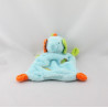 Doudou plat éléphant bleu vert orange BABY CLUB