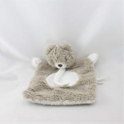 Doudou plat ours beige blanc étoiles SUCRE D'ORGE