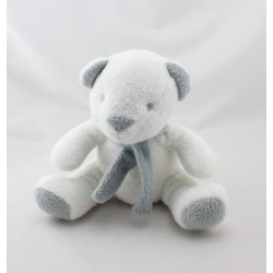 Doudou ours blanc gris écharpe GRAIN DE BLE