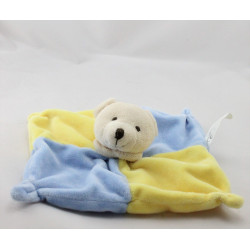 Doudou plat ours bleu jaune CMP