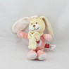 Doudou lapin rose coccinelle TEX 16 cm 