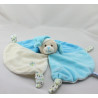 Doudou plat rond chien bleu blanc fleur GIPSY