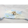 Doudou plat ours bleu blanc feuilles GIPSY