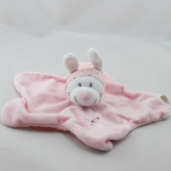 Doudou plat étoile lapin rose pois NICOTOY