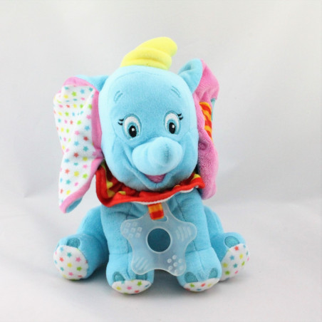Doudou peluche Dumbo l'éléphant bleu rose hochet DISNEY NICOTOY