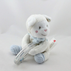 Doudou mouton blanc gris bleu hochet NICOTOY