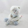 Doudou mouton blanc gris bleu hochet NICOTOY