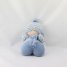 Doudou poupon bébé lutin rayé bleu hochet COROLLE