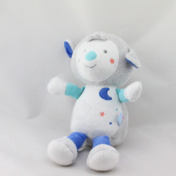 Doudou mouton blanc gris bleu lune étoiles SUCRE D'ORGE