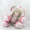 Doudou musical éléphant beige rose bleu fleurs NATTOU