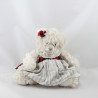 Peluche ours robe beige noeud rouge BUKOWSKI 