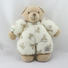 Doudou ours beige blanc imprimé ourson TARTINE ET CHOCOLAT