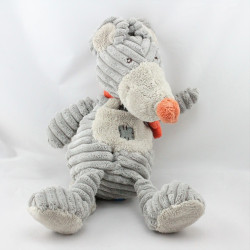 Doudou Souris grise rouge velours TEX 