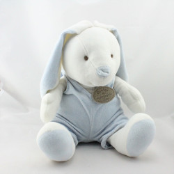 Doudou et compagnie lapin blanc salopette bleu 