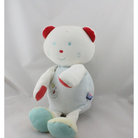Doudou range pyjama chat bleu rouge blanc vert SUCRE D'ORGE