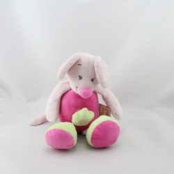 Doudou musical souris rose vert rayé DOUKIDOU