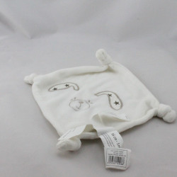 Doudou plat carré blanc lapin
