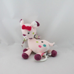 Doudou musical girafe biche faon rose prune BABYSUN