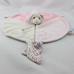 Doudou plat ours rose blanc pois GIPSY