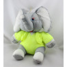 Peluche Puffalump éléphant gris blanc jaune fluo JOUMECA