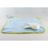 Doudou plat bleu vert lapin VERTBAUDET