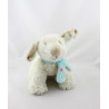 Doudou chien blanc Tifoo écharpe bleu NOUKIE'S