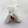 Doudou ours polaire blanc gris rouge OBAIBI 