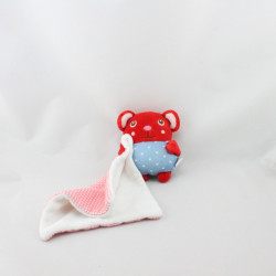 Doudou souris rouge bleu pois mouchoir DPAM