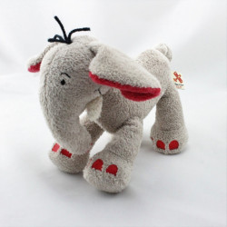 Doudou éléphant beige gris rouge NICOTOY